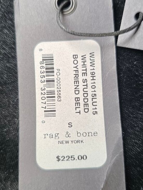 NWT Rag & Bone White Leather Studded Boyfriend Belt S main image 6